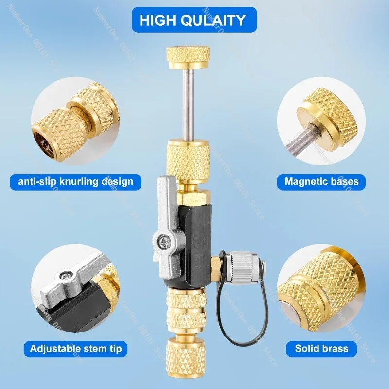 1/4 & 5/16 Inch Valve Core Removal Tool for Schrader Type Valves, HVAC Adapter