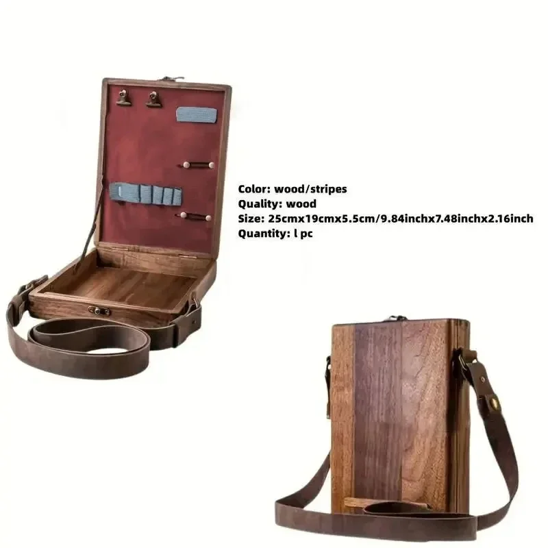 Wooden Writer\'s Messenger Box Portable Satchel Writer\'s Series Organizer Wooden Box Messenger Box Backpack Briefcase Artist Bag