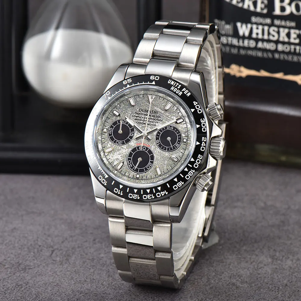 Luxury 39mm Men's wristwatch Chronograph Sapphire Fashionable Trendy Stylish Rubber/Steel Band Wristwatch Custom logo