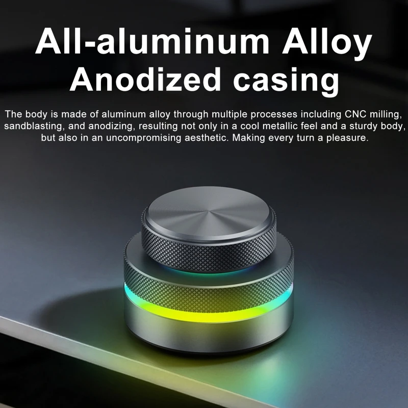 CNC Aluminum Alloy Dual Knob Keyboard, Custom Reverse Direction Volume Knobs Bluetooth Dual Mode RGB Macro Pad for Streaming