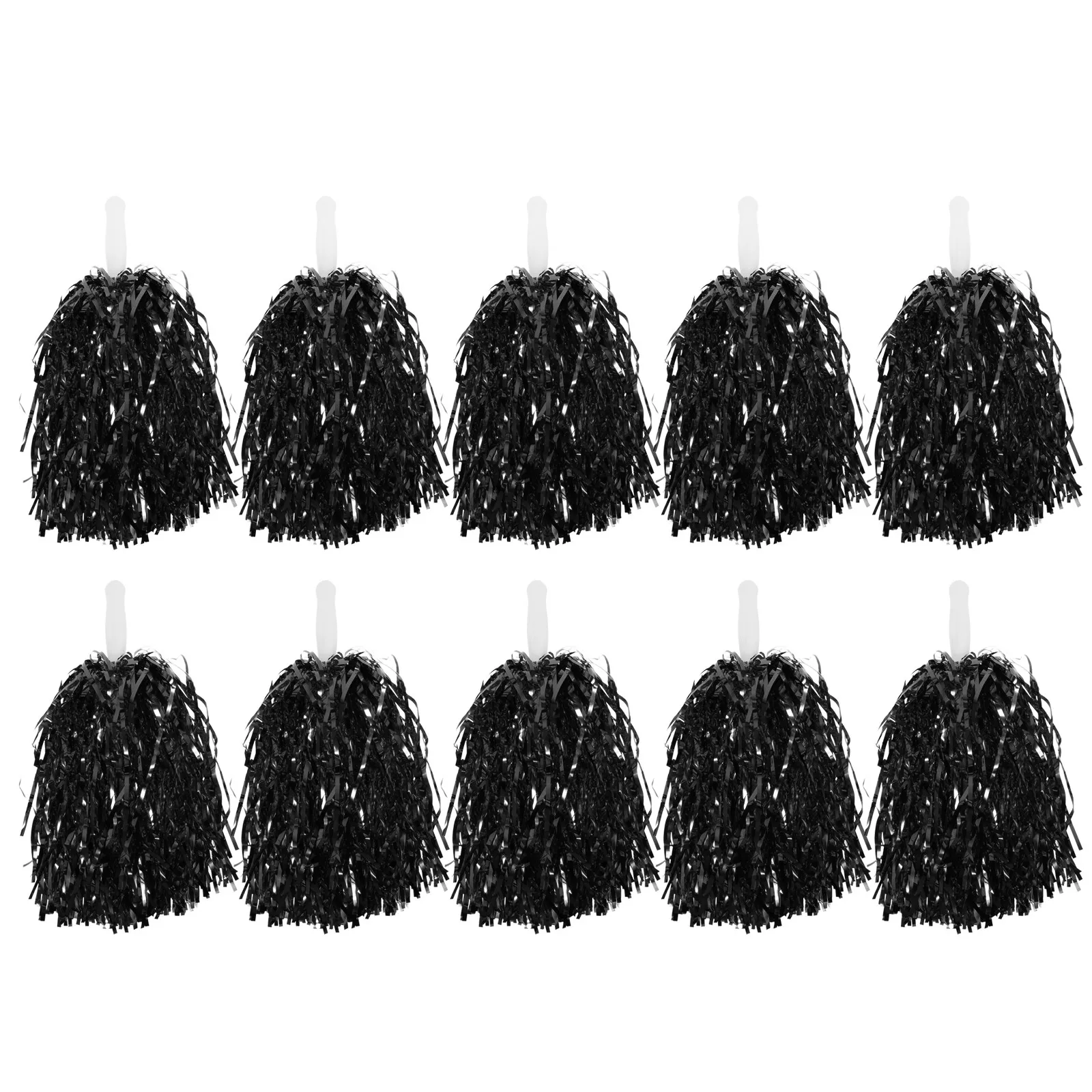 10Pcs Compact Cheer Pom Poms Reusable Bright Colors Pet ABS Material Handle for Cheering Squad Dance Teams Outdoor Sports Events