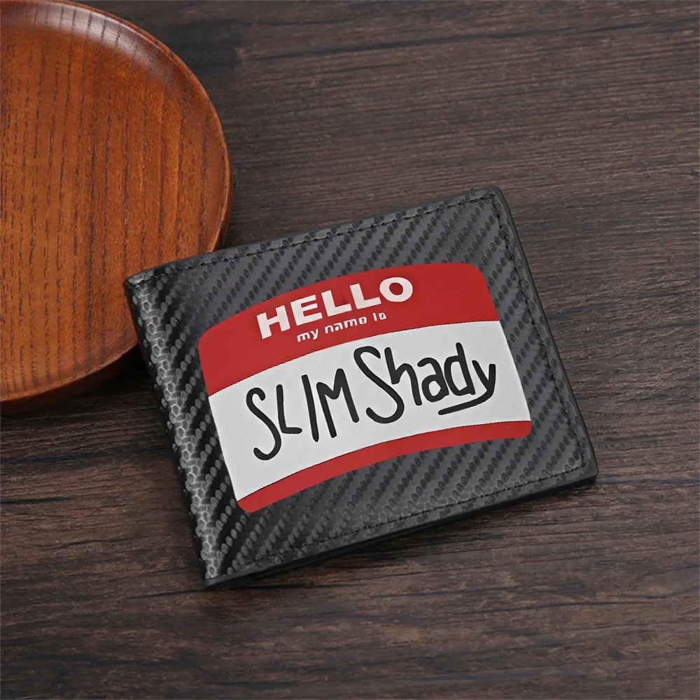 Hello,Slim Shady name badge Men's Wallets Simple Business Modern Stylish Printing Design Gifts For Father Boyfriend Christmas Lo