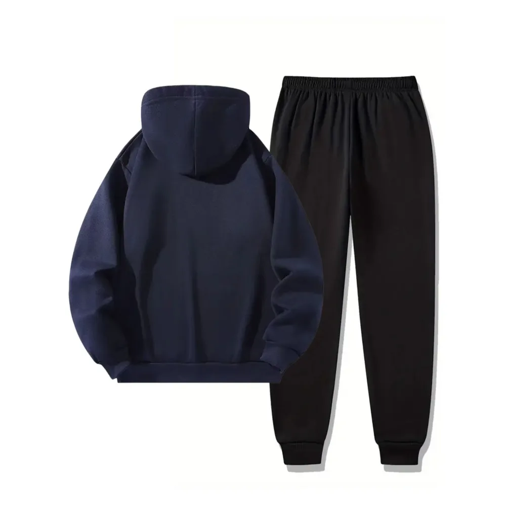 بدلة على الموضة للرجال لخريف وشتاء 2025، سويت شيرت بقلنسوة مريح ومطبوع للرجال مع جيوب #6