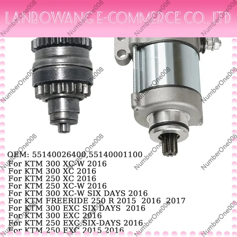 55140001100 55140026400 Starter Motor and Bendix Set for EXC XC XC-W Motorcycle FREERIDE 250 R 250cc 300cc Engine Set