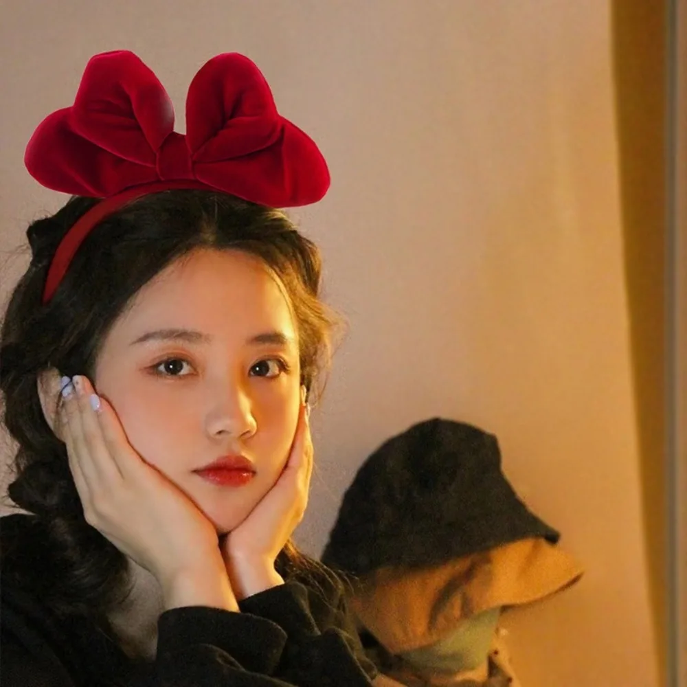 Elegant Women Large Bowknot Headband Black Red New Year Velvet Bow Hair Band Hair Clip Christmas Hair Accessories Noel Supplies