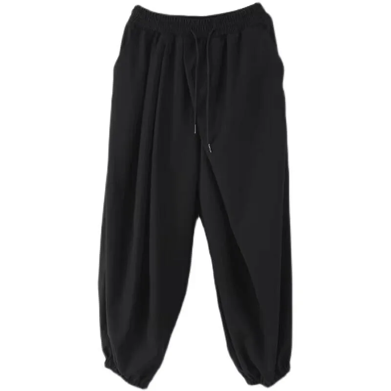 

Укороченные брюки, брюки Харлан, мужские черные свободные повседневные брюки, весенне-осенние брюки большого размера, темный стиль Ямамото