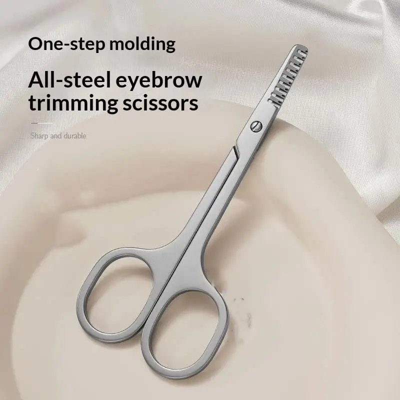 1Pcs 2 In 1 Eyebrow Trimmer Scissors Combs Grooming Beauty Tool No Pull Sharp Cut Precise Safe Easy