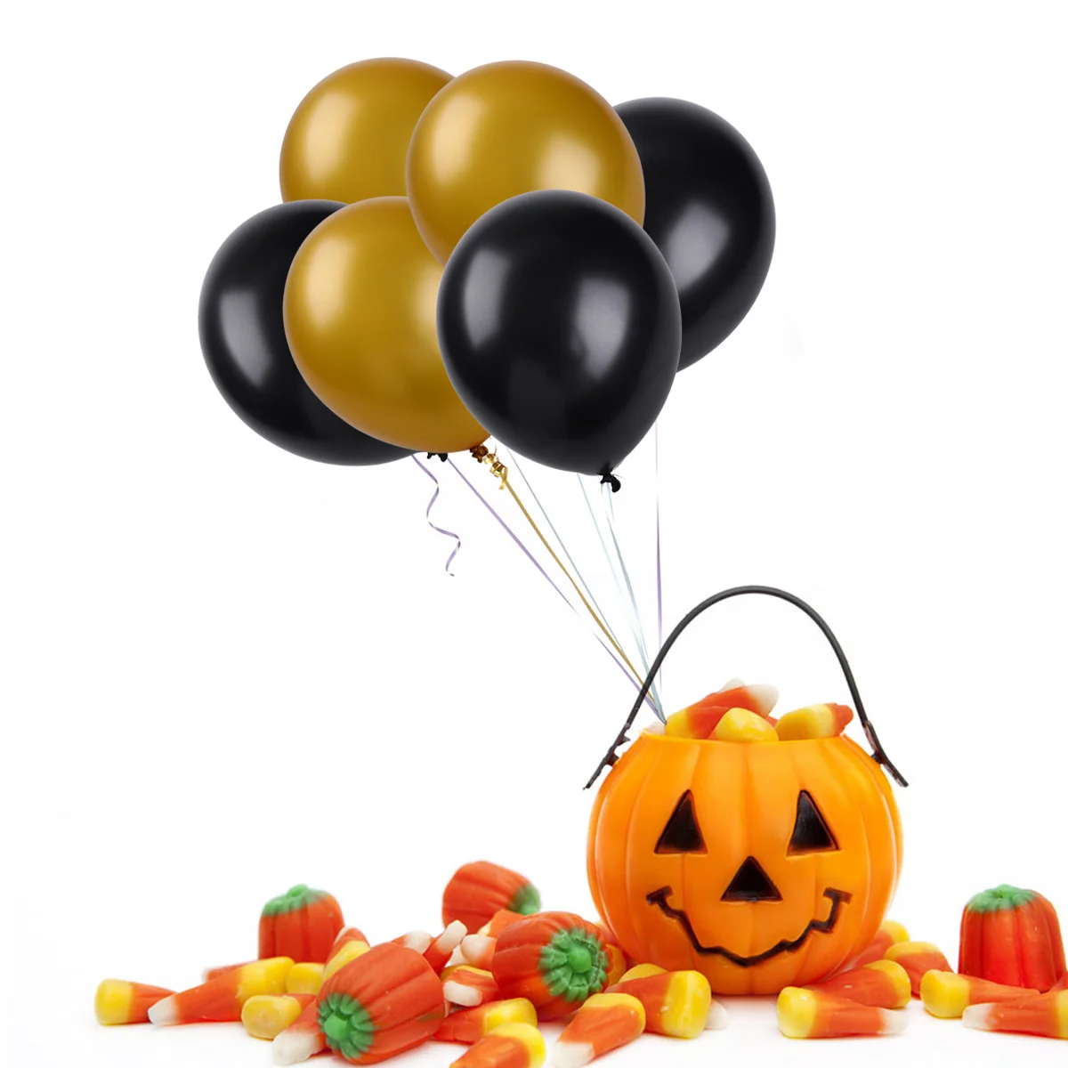 

50Pcs Round Latex Balloons Matte Finish Decorative Balloon Set for Wedding Party Birthday Decoration Golden Black Color