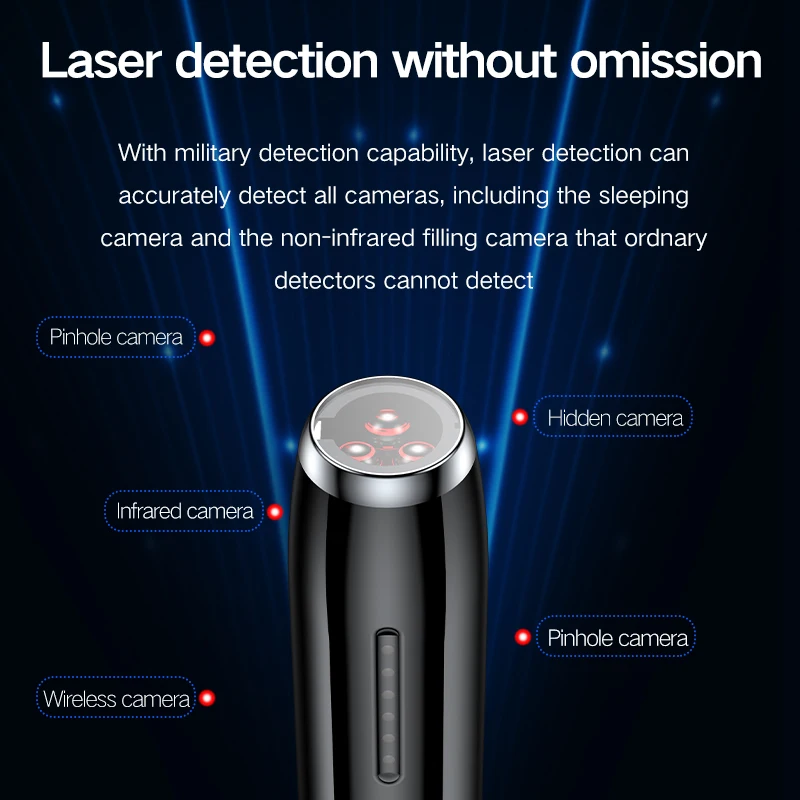 Hidden camera detector, T8 portable device GPS Tracker Detector Privacy Protector, infrared scanning detection, hotel anti-eaves