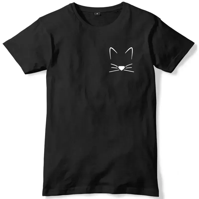 Meow Cat Kitten Breast Print Mens Funny Unisex T-Shirt