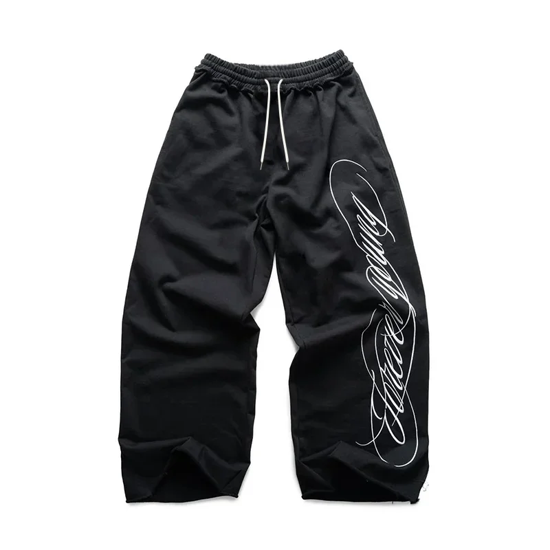 2026 Y2K American Hip-Hop Letter Printed Streetwear Men Women And Kids Personalized Retro Jogger Loose Wide-Leg Casual Pants view 2