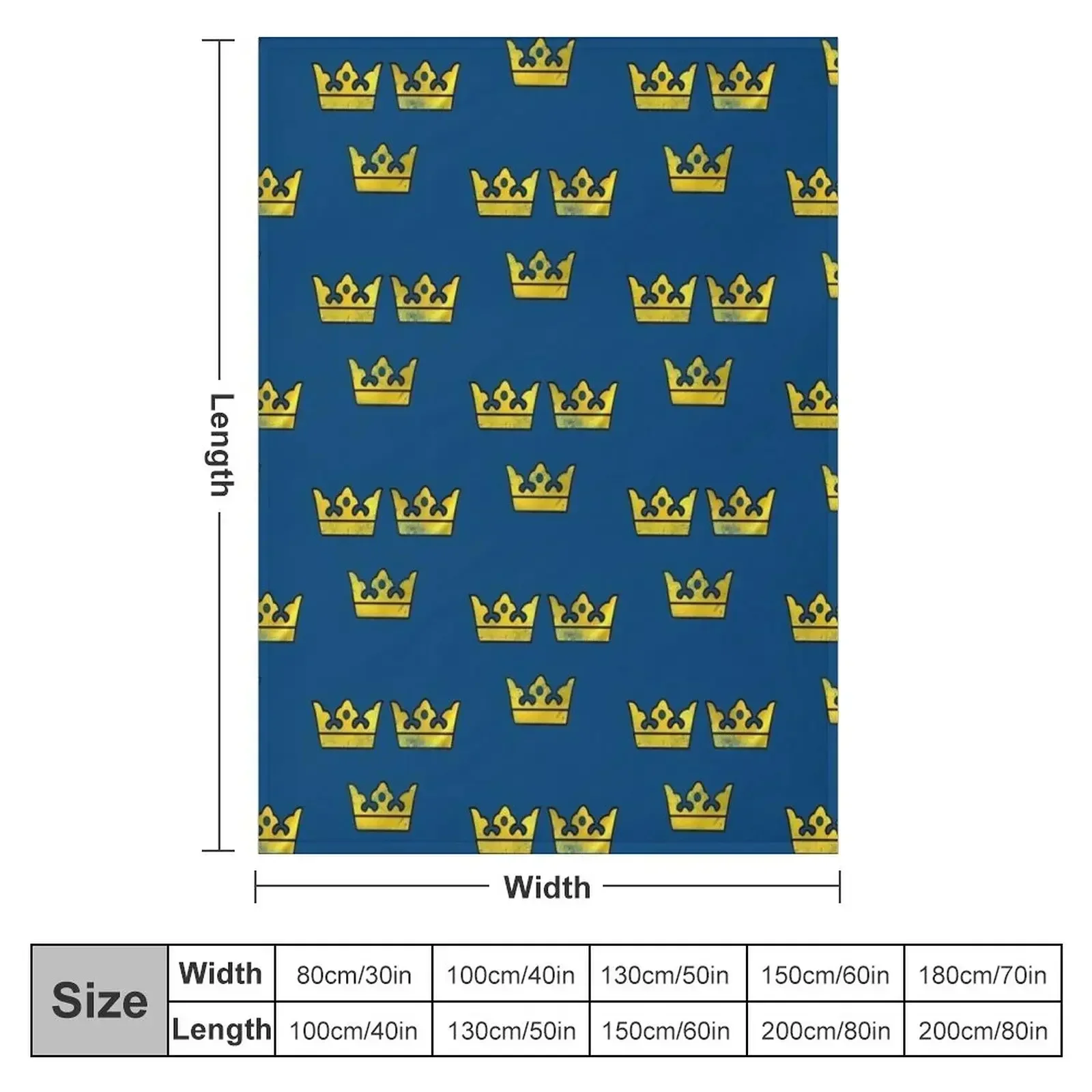 3 Three Crowns Tre Kronor of Sweden Swedish Coat of Arms Distressed Throw Blanket Decorative Sofa Luxury Thicken Hairys Blankets