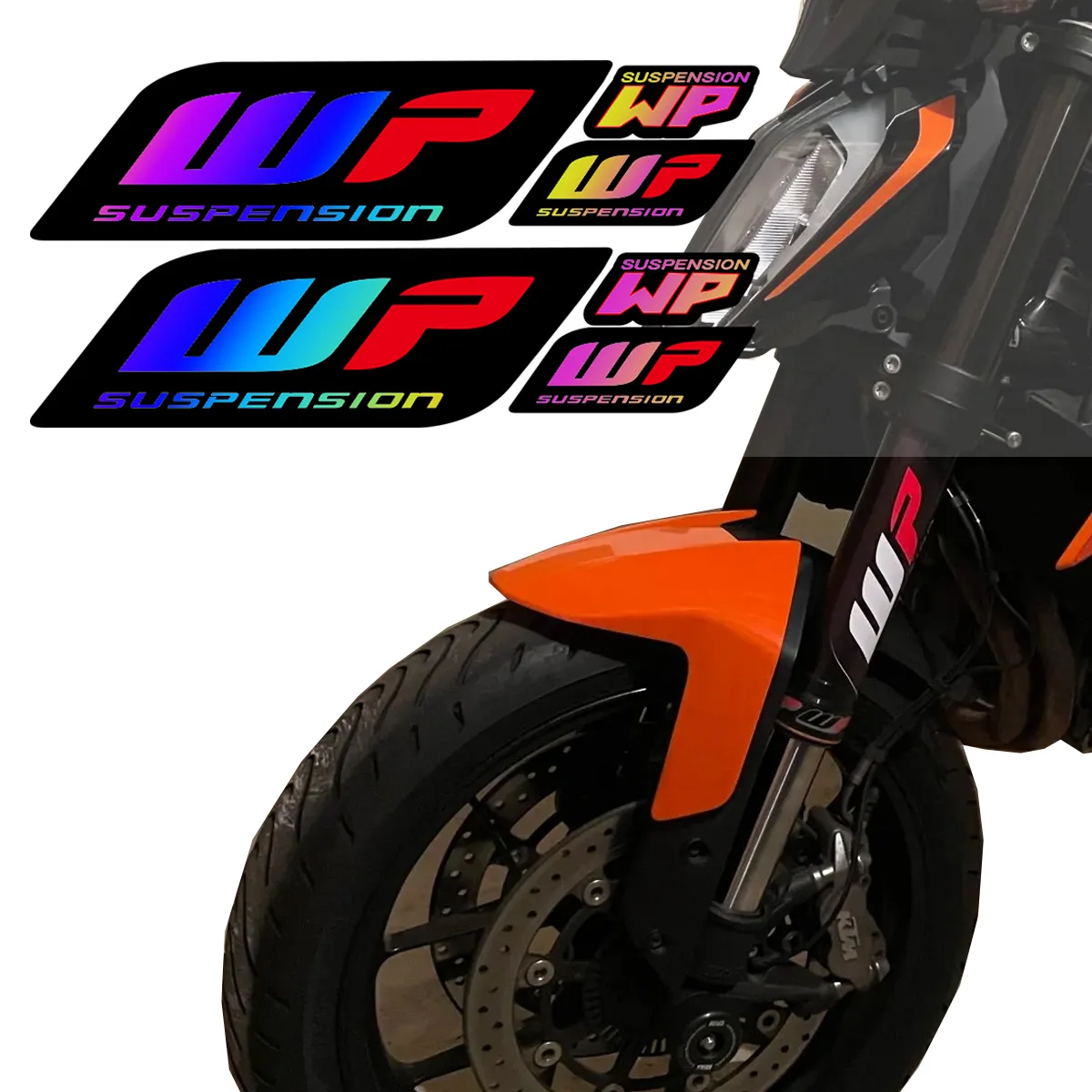 2SET Motorcycle Stickers Motocross Front Forks Wp for Shock Absorbers Cool Logo Suspension Durable Vinyl Decals Decoration