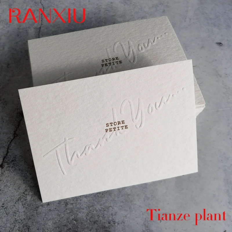 Custom Manufacturer custom printing high grade gilding embossed paper gift business thank you card