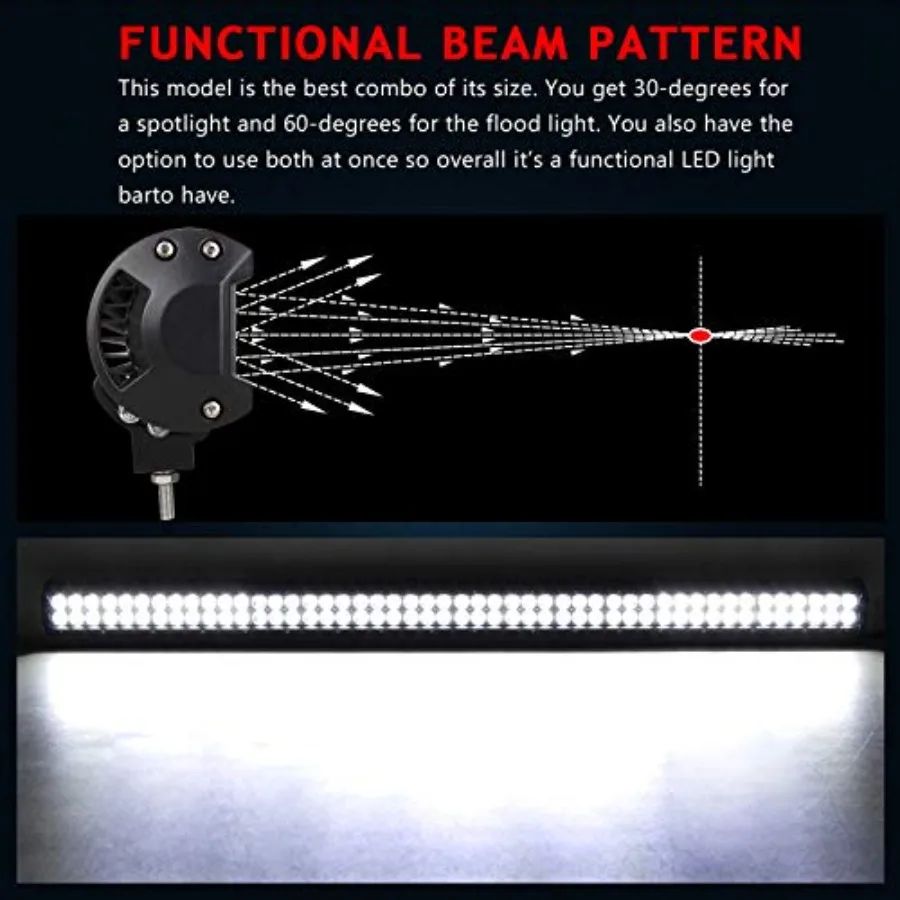 44 بوصة 288 واط مصباح ليد بار الطرق الوعرة بقعة وفيضانات كومبو شعاع 96x3 واط عالية الكثافة القيادة الخفيفة للشاحنات SUV ATV 4x4 4WD مركبة #6