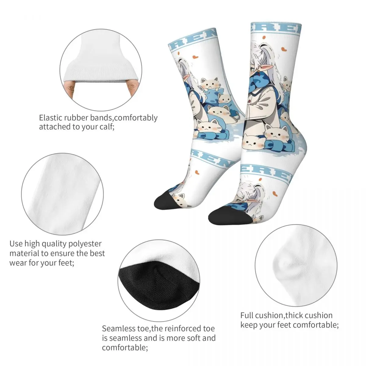 Chaussettes de sport respirantes Anime Sousou No Frieren pour hommes et femmes, chaussettes Hip Hop chaudes, hiver