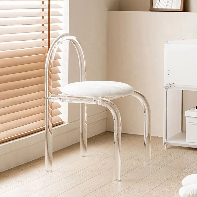 */ Cheap Normal Dining Room Chair Upholstered Seat Light Gray Black White Acrylic Shell Chair