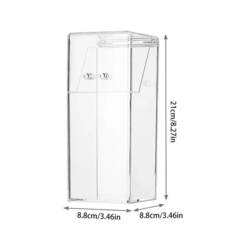 1 Uds. Cubo para brochas de maquillaje de escritorio a la moda, portavasos con tapa, maquillaje a prueba de polvo, lápiz labial, caja de cosméticos, tubo organizador transparente