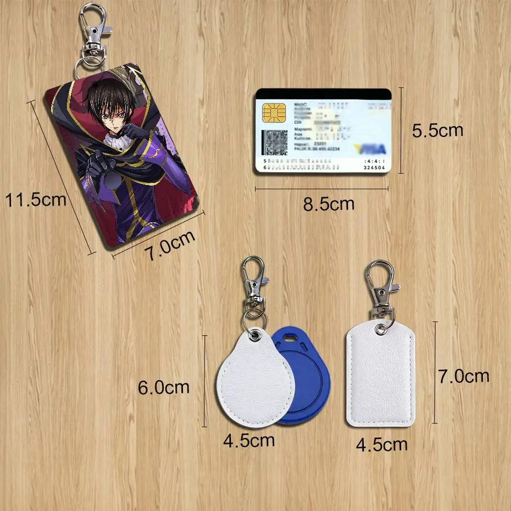 Zero Lelouch C C Code Geass Keychain Holder Suitable For Subway Bank Card Bus Card Case Badge Holder Wallet Card Textured