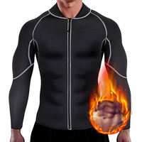 Men Compression Sauna Suits Sweating Jacket Workout Weight Loss Long Sleeves Waist Trainer Tops with Zipper Fat Burning Coat