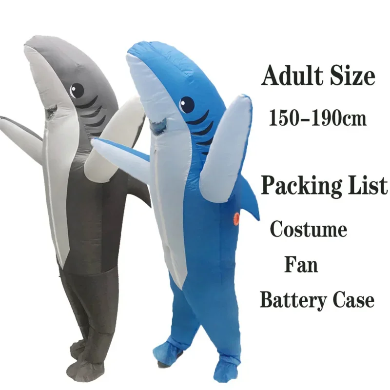 2025 New Adult Blue Sharks Inflatable Costumes Halloween Anime Cosplay Costume Seafish Gray Shark Mascot Fancy Party Role Pl abc