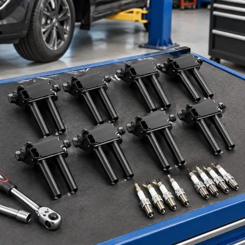 UF504 Ignition Coil Pack and Plugs Set with 8 Coils and 16 Plugs X37F