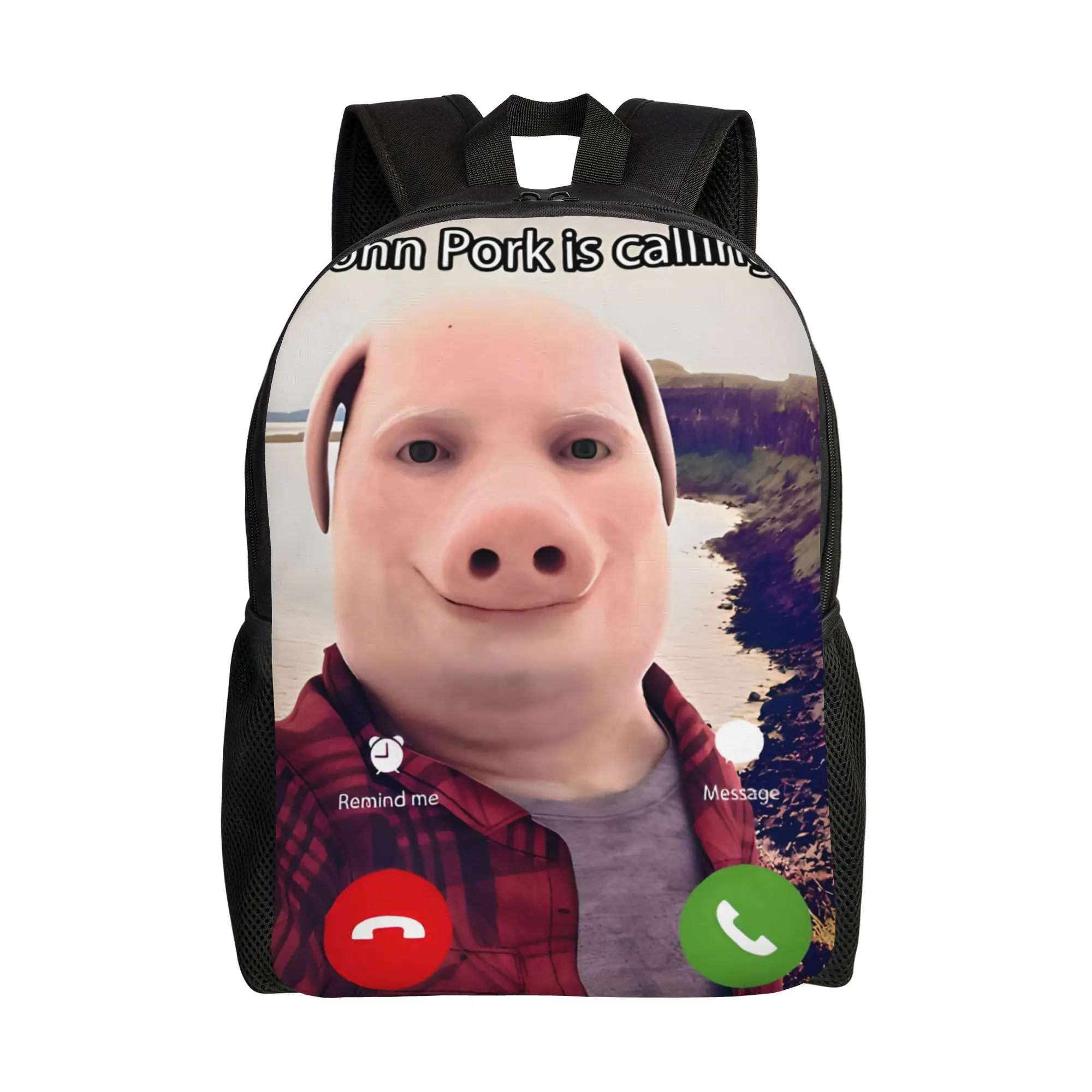 Custom 3D Print John Pork Is Calling Backpack for Girls Boys School College Travel Bags Men Women Bookbag Fits 15 Inch Laptop