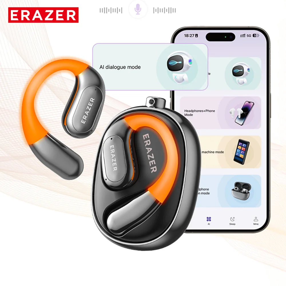 ERAZER XF31 Wireless Headphones Bluetooth 5.4 Earphones OWS Sports Headsets IPX5 Earhook Glowing Rotation AI translator Earbuds