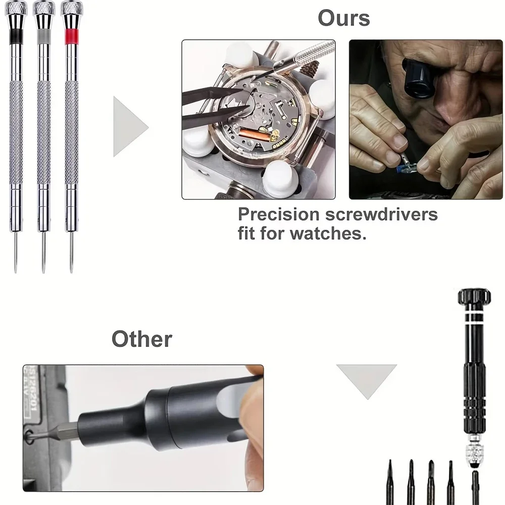 147-teiliges Reparatur-Werkzeugset für Uhrenöffner, Reparatur des Uhrengehäuses, Öffner, Riemenverbindung, Aufbewahrungstasche, Schraubendreher, Uhrmacher-Reparatur-Werkzeug-Set