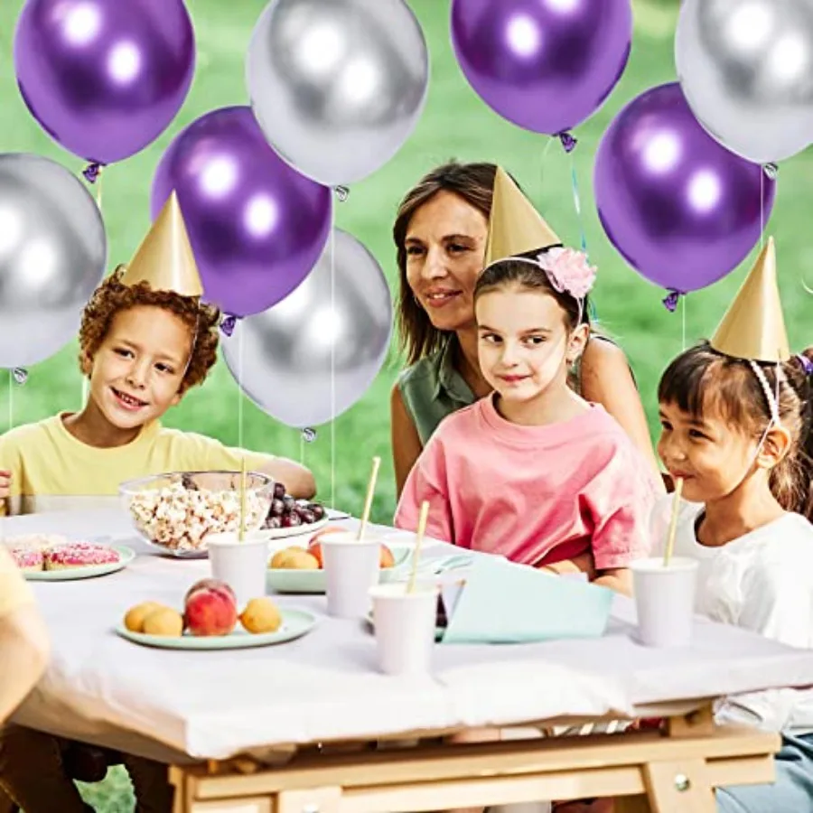 Purple Metallic Balloon and Silver Metallic Balloons for Birthday Retirement Bridal Shower Congrats Graduation Wedding Annivear