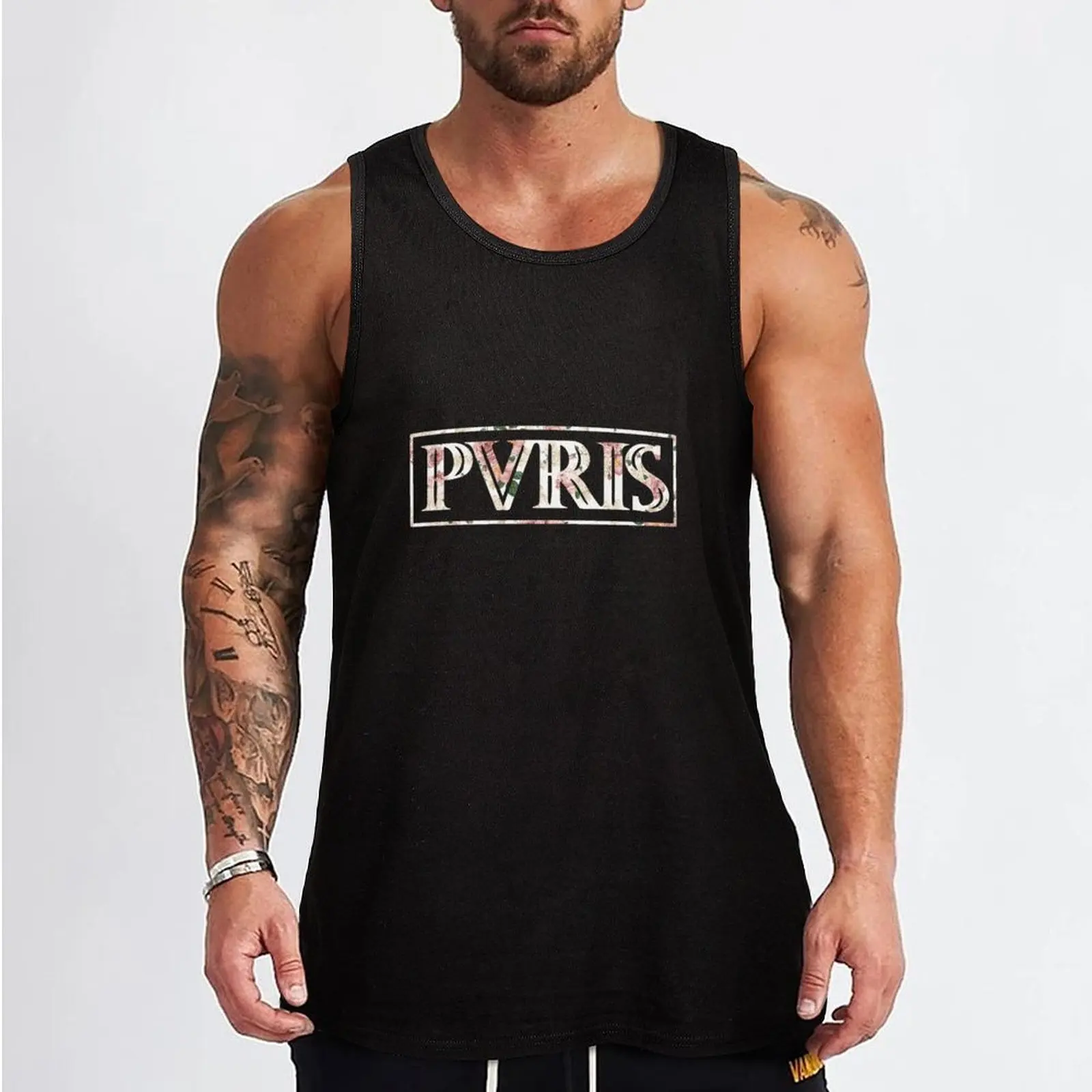 Camisola de alças floral sem mangas PVRIS para homens, camisas masculinas, musculação fitness