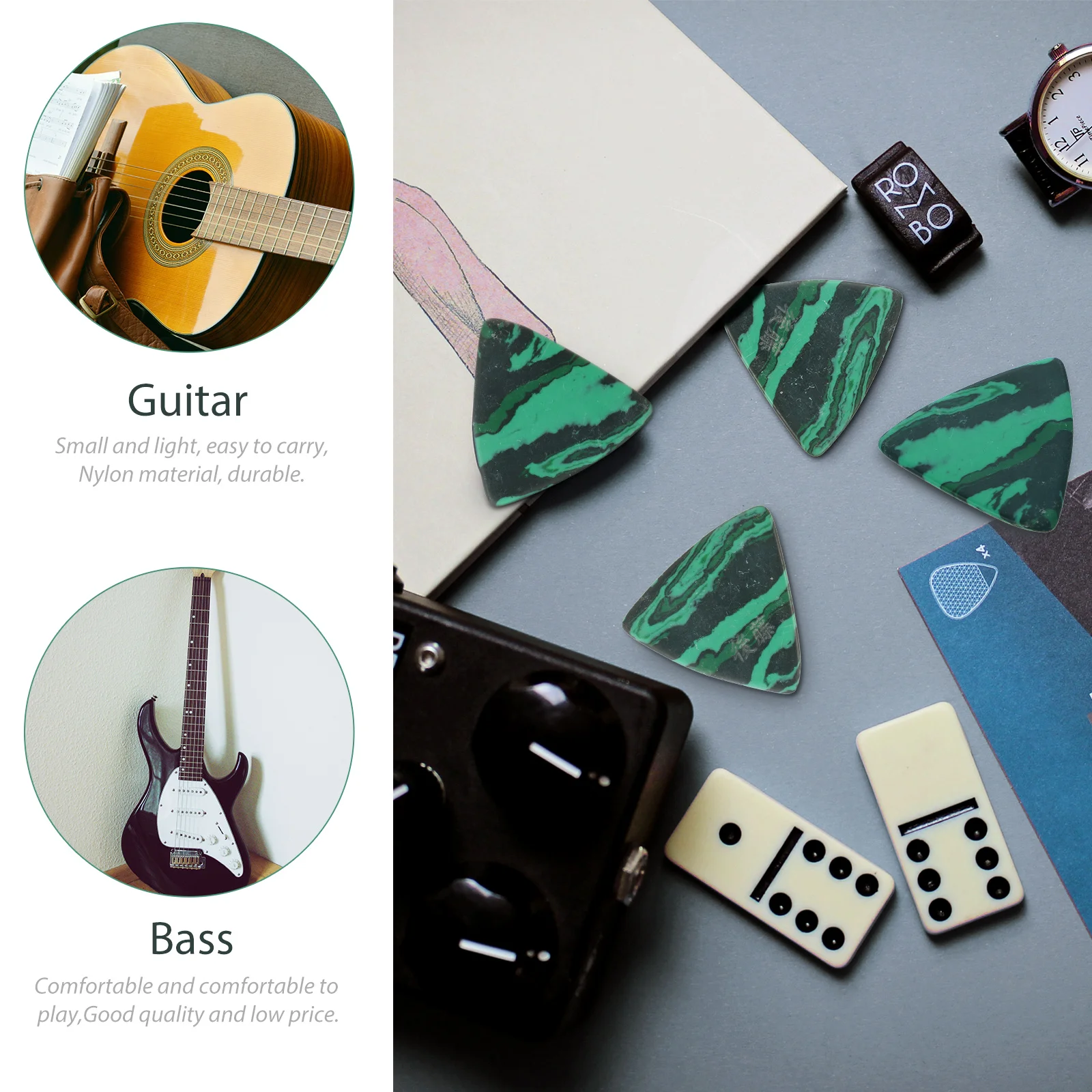 

2 Pcs Emerald Pick Guitar Plectrums Fingertip Guards Accessories Electric Turquoise Picks Music Bass Useful