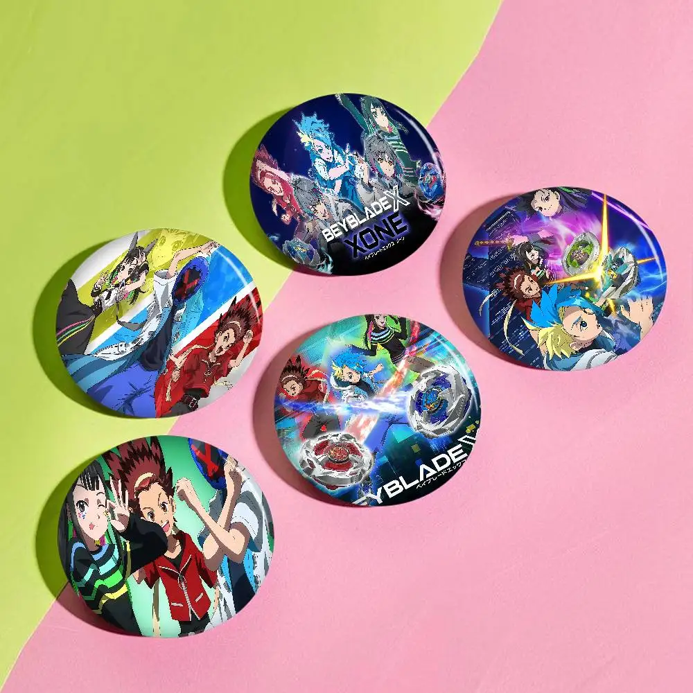 B-Beyblade X Classic 32/44/58mm, broches redondos divertidos hechos a mano con diseño de Beyblade para mochilas, ropa, accesorios, insignias y decoración de sombreros.