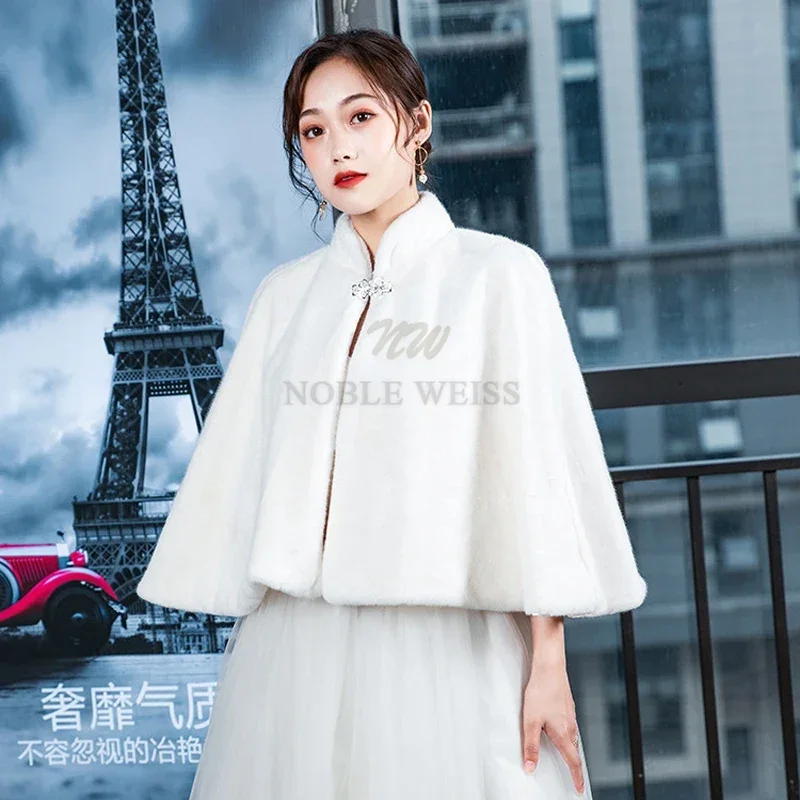 

Faux Fur Wedding Dress Shawl Winter Warm Bridal Bolero Wedding Coat Wedding Bridal Wrap Party Cape Customized