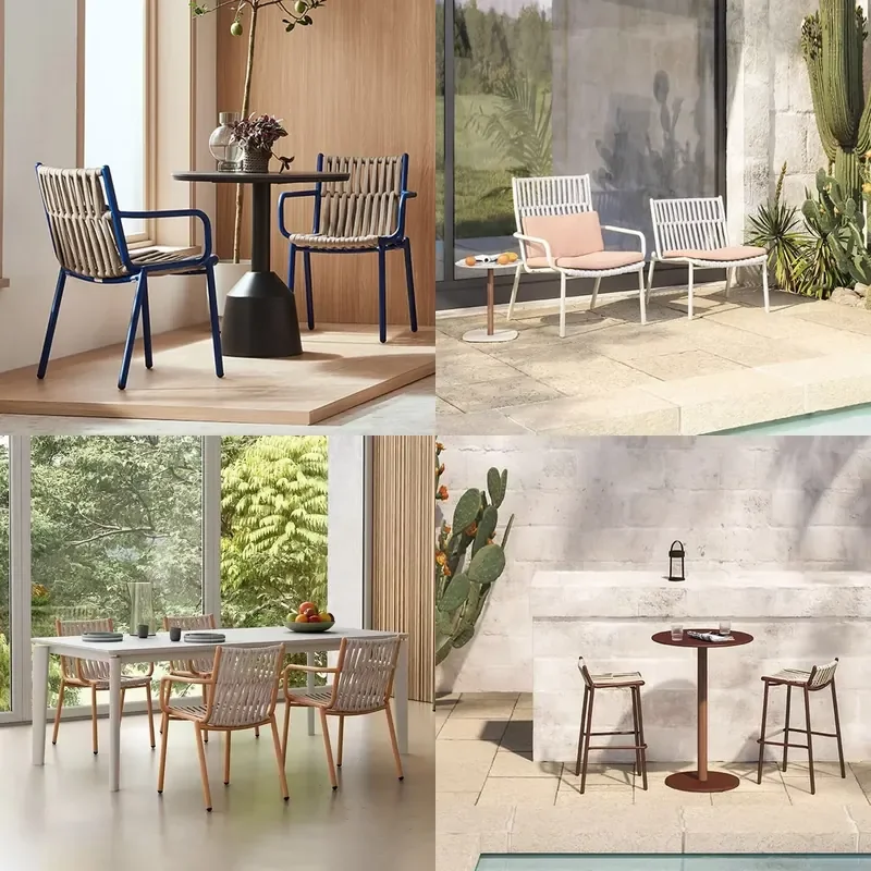 Custom Nordic Outdoor Garden PE Rattan Chair and Table Set for Balcony Villa Hotel Waterproof Sunscreen Leisure Garden Set