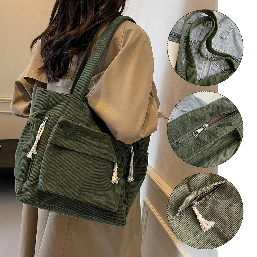 

Corduroy Crossbody Bags for Women Slouchy Hobo Bag Shoulder Bag Large Crescent Cross Body Bag Purses for Woman Zipper