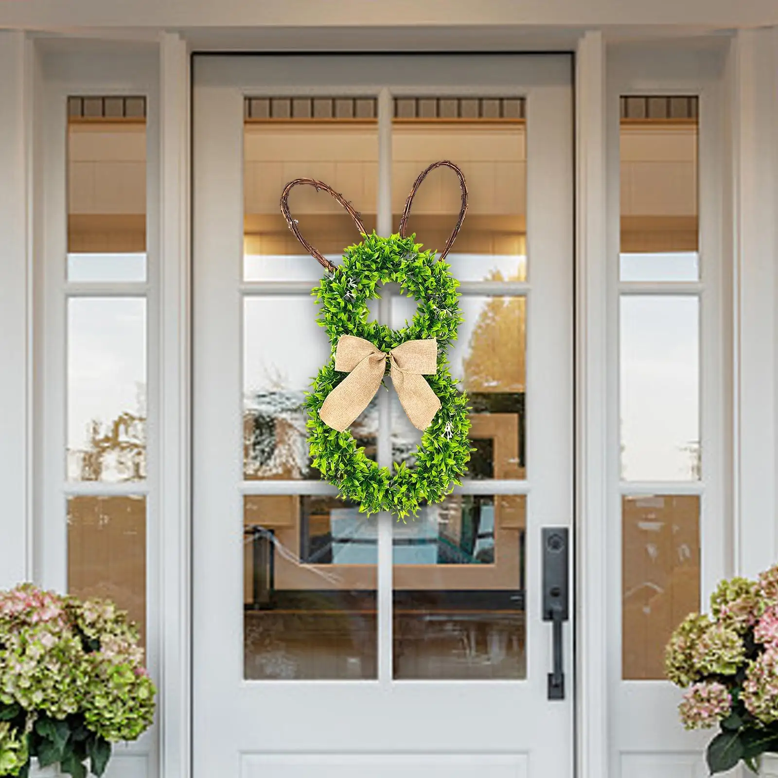 

Весенний венок из ротанга с пасхальным Кроликом, гирлянда 20x10 дюймов для коридора, аксессуары