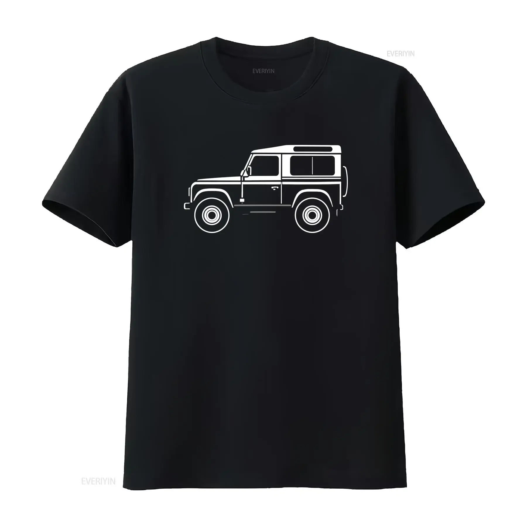 Maglietta Defender 90 Compatibile per Modelli 1984 2016 Logo Iconico con Sagoma del Veicolo D90 T Shirt Casual a Maniche