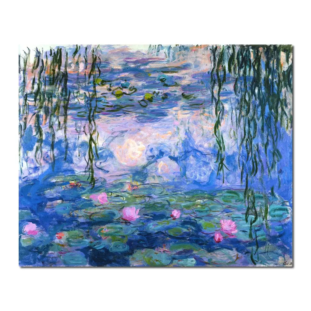 

High Quality Water Lilies Canvas Art Handmade Claude Monet Painting Modern Landscape Artwork for Bedroom Family Room Decor Gift