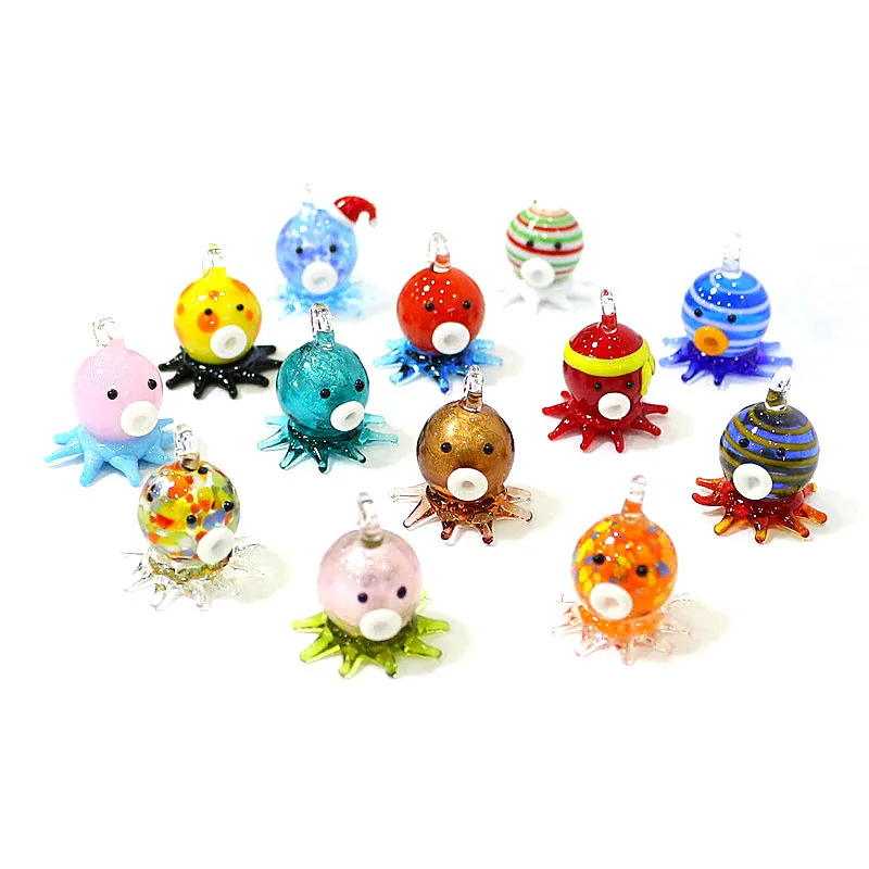 

Aquarium Decor Cute Glass Octopus Pendant Mini Squid Charm Marine Animal Ornaments DIY Craft Supplies Perfect Gift for Aquarists