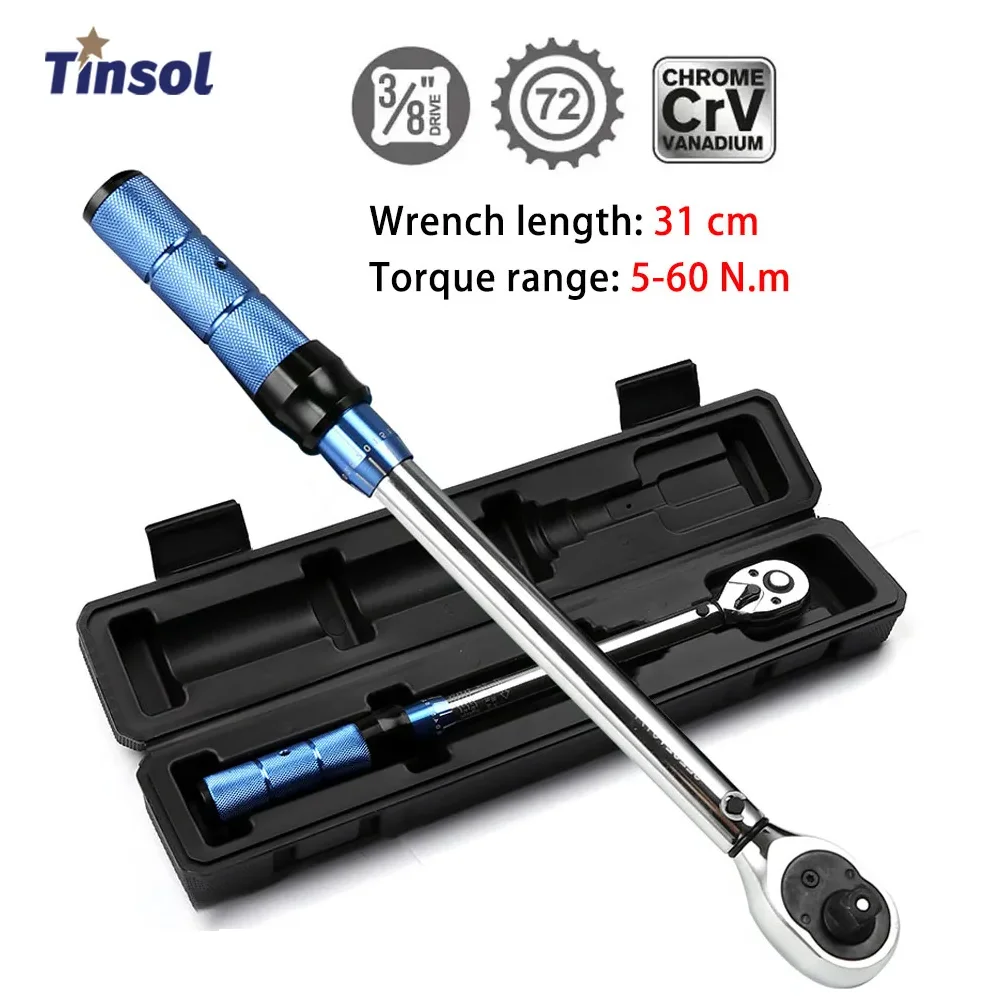 

TINSOL 3/8-inch 5-60 Nm Torque Wrench ±3% High-Precision Adjustable Torque Wrench Professional Bicycle and Automotive