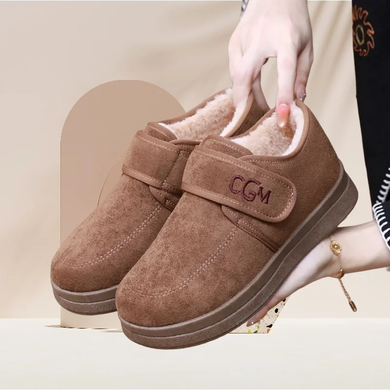 

Old Beijing Women's Cloth oes Winter Fce Lined Warm Cotton Soft Bot Anti-slip Middle-Aged Mom Slip-On Cotton oes