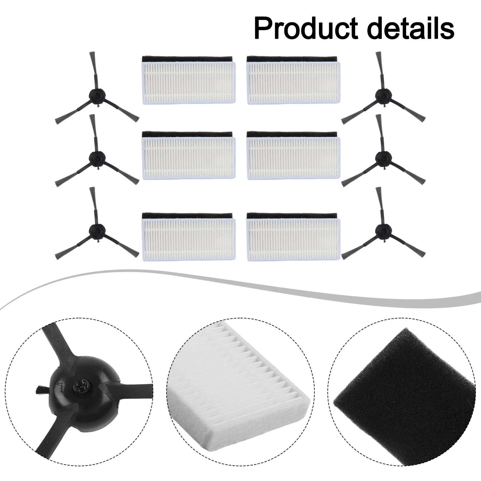 Accessory Set for Cleanova W11 Robot Vacuum Cleaner Includes 6 Side Brushes and Filters for Optimal Performance