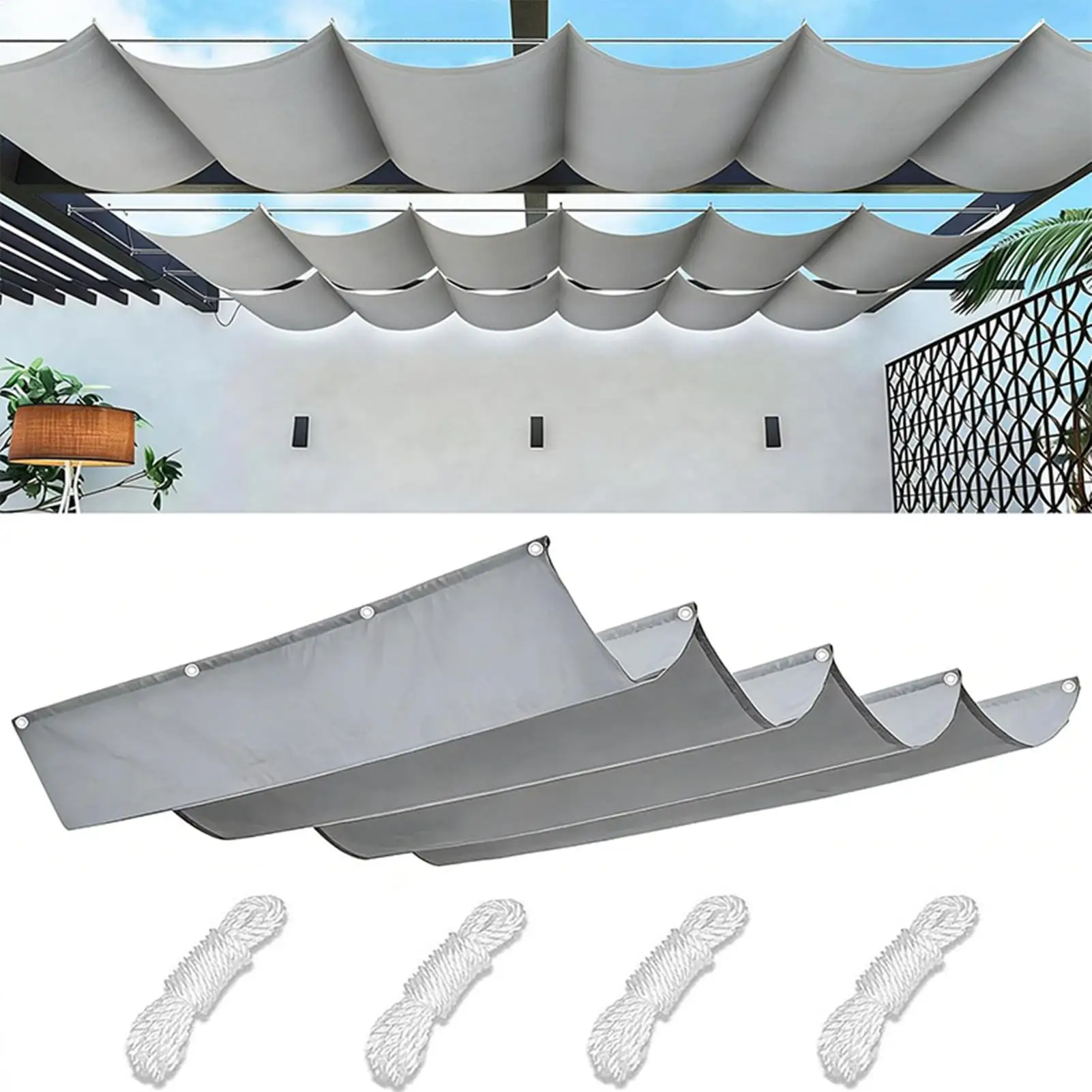

Retractable Waterproof Shade Sail Garden Pergola Sun Canopy UV Block Cover for Patio Poolside BBQ Carport Deck Backyard
