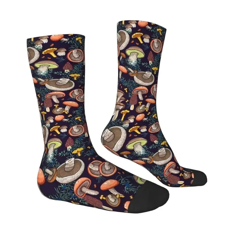 Novelty Print Dark Dream Forest Mushroom Socks for Women Men Stretch Summer Autumn Winter Crew Socks