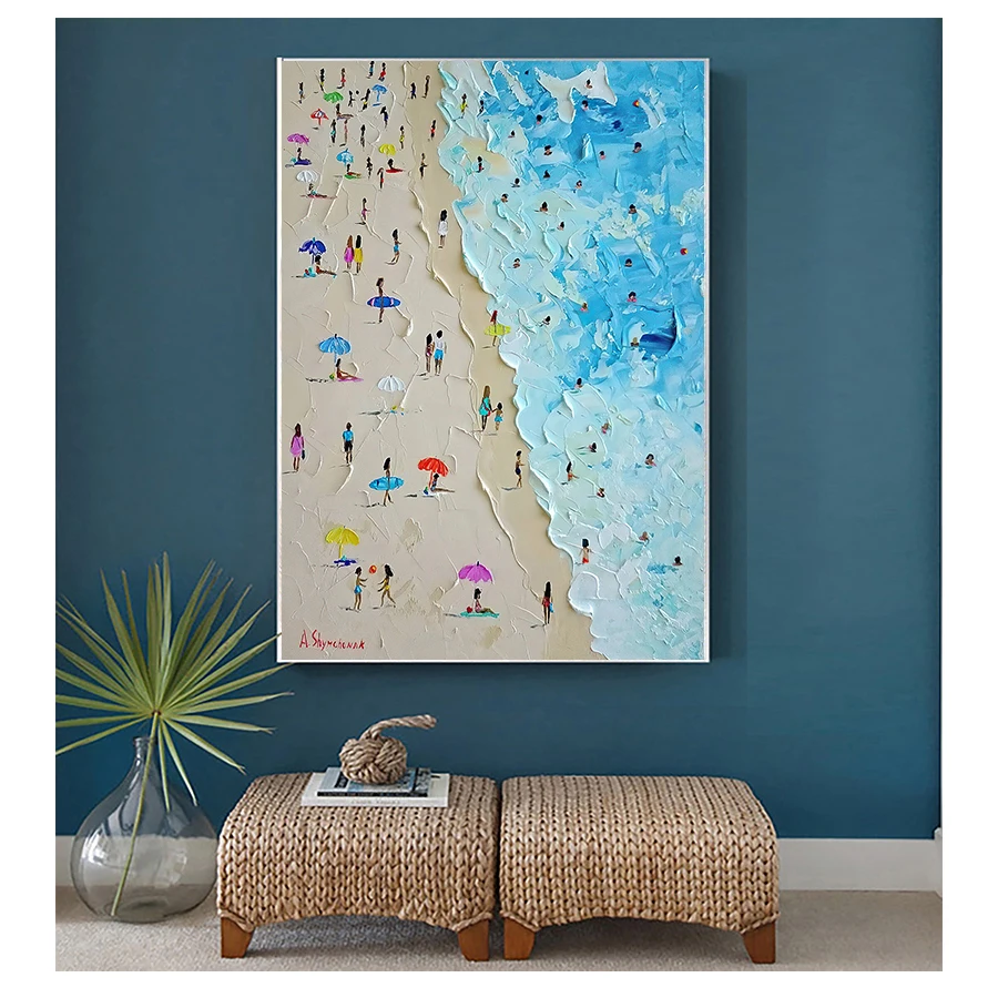 Seascape Knife Painting Oil Painting Poster The Picture On the Wall Pictures For Living Room  Canvas Painting Summer Beach