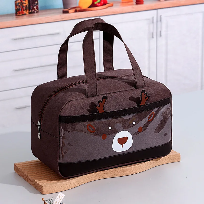 Cartoon Print Carrying Large Capacity Bento Bag  Fruit Food Refrigerated Bag  Oxford Cloth Travel Insulation Picnic Lunch Bag