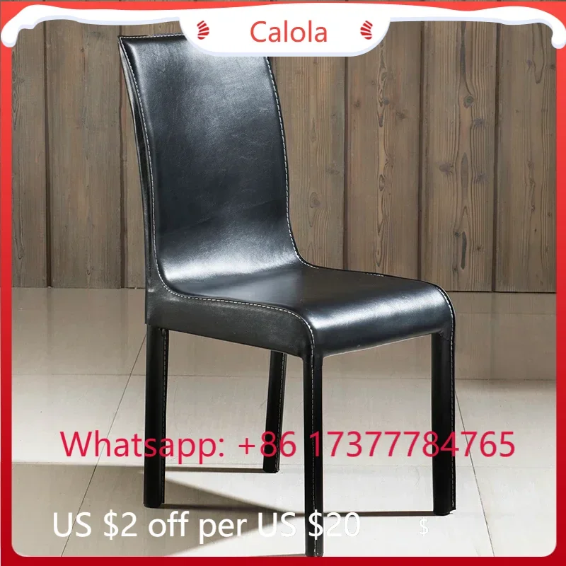 Leather Back Dining Chair Modern Simple Hotel Restaurant Black and White Matching Chair