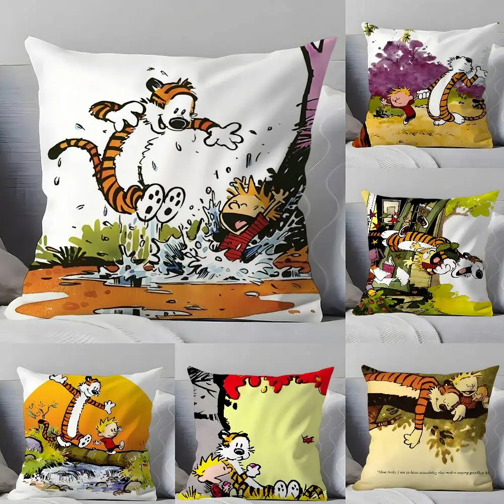 

C-Calvin and H-Hobbes Pillow Case Pillowcase Soft Skin Friendly & Comfortable with a Hidden Zipper