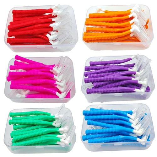 Cepillo de dientes tipo L, cepillo interdental intercambiable, cepillo interdental posterior, cepillo de dientes de ortodoncia, 20 piezas
